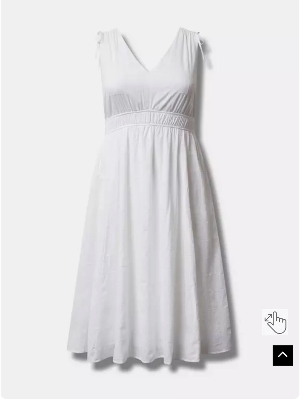 torrid White V-Neck Midi Dress with Tie Shoulders